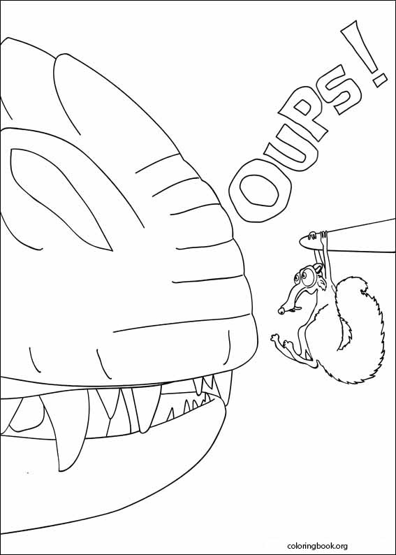 Ice Age Dinosaurs Coloring Page Black And White Cartoon Illustration